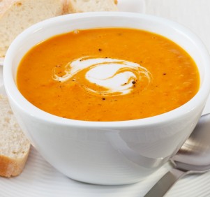 Spicy Pumpkin Soup with Coconut Cream