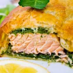 Salmon in puff pastry